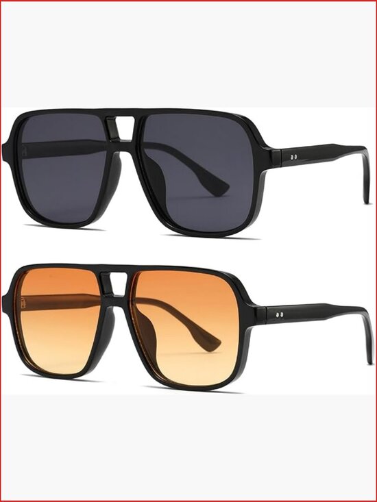 Retro Square Oversized Aviation Sunglasses UV400 Protection main image 4